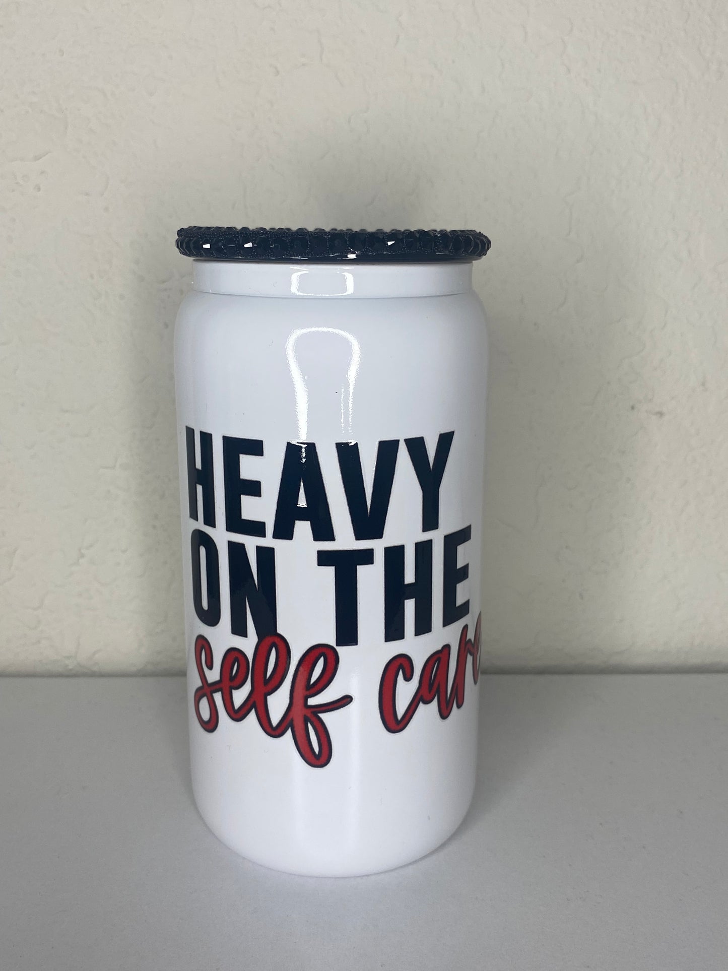 Heavy On the Self Care Glass Cup