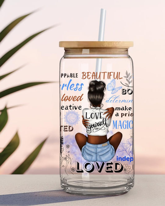 Love Yourself Affirmations Glass Cup