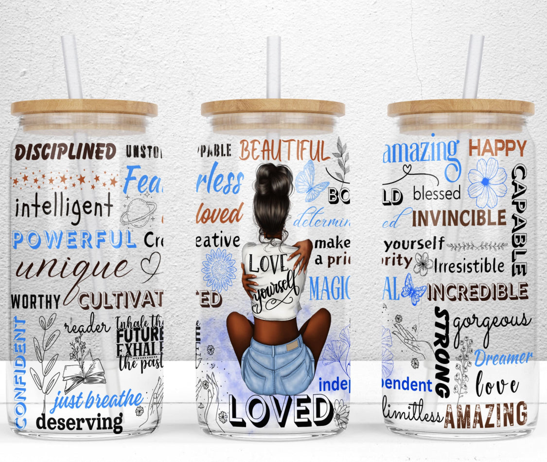 Love Yourself Affirmations Glass Cup