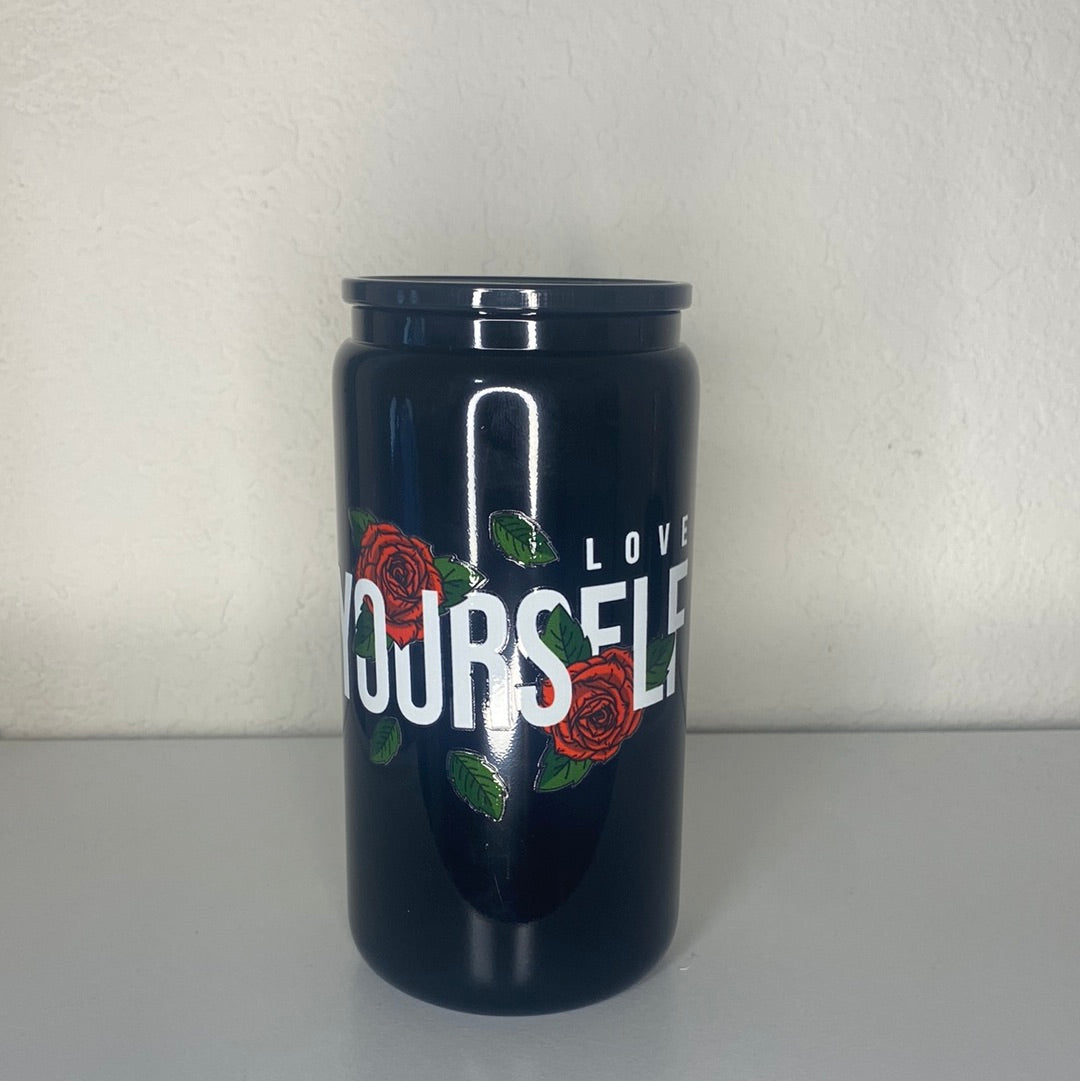 Love Yourself (Roses) Glass Cup